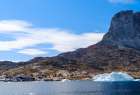 Village Ikerasak in the Uummannaq Fjord System in the northwest of Greenland, Danish Territory. Art Print